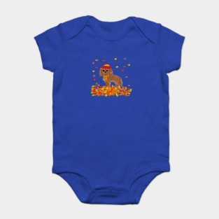 Ruby Cavalier King Charles Spaniel in Fall Leaves Baby Bodysuit